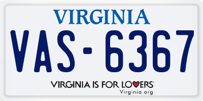 VA license plate VAS6367