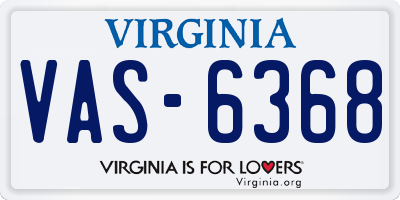 VA license plate VAS6368