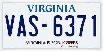 VA license plate VAS6371