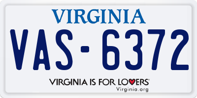 VA license plate VAS6372