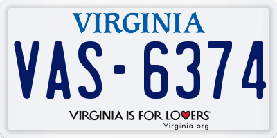 VA license plate VAS6374