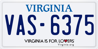 VA license plate VAS6375