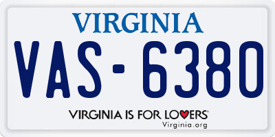 VA license plate VAS6380