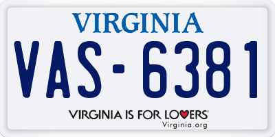 VA license plate VAS6381