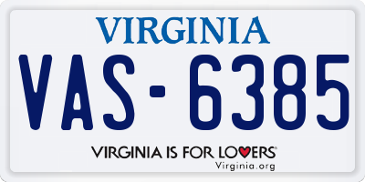 VA license plate VAS6385