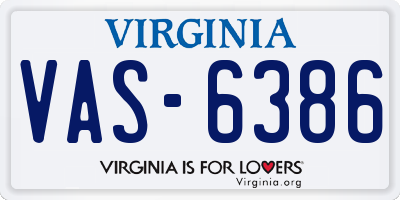 VA license plate VAS6386