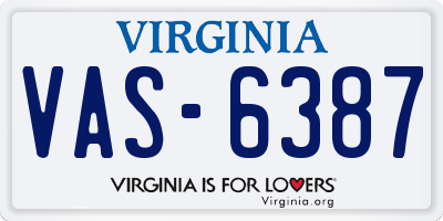 VA license plate VAS6387