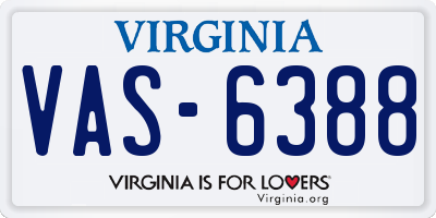 VA license plate VAS6388