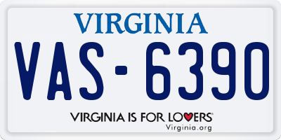 VA license plate VAS6390