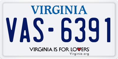 VA license plate VAS6391