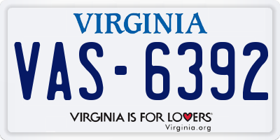 VA license plate VAS6392