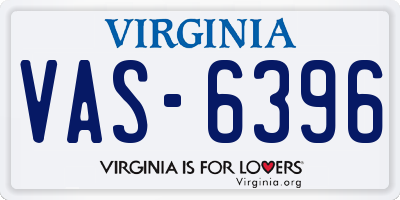 VA license plate VAS6396