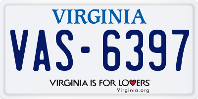 VA license plate VAS6397