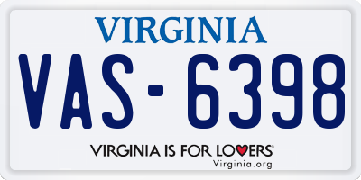 VA license plate VAS6398