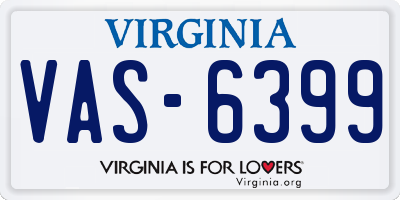 VA license plate VAS6399