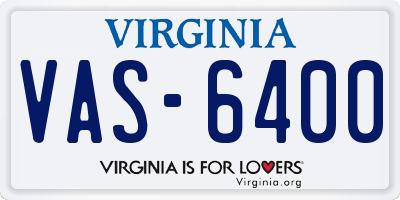 VA license plate VAS6400