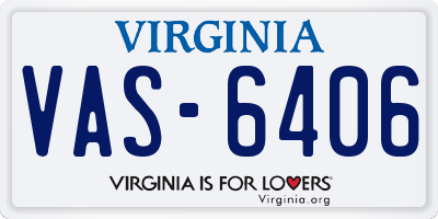 VA license plate VAS6406