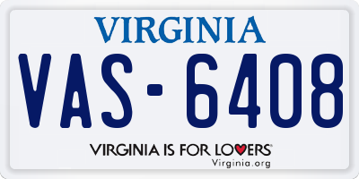 VA license plate VAS6408