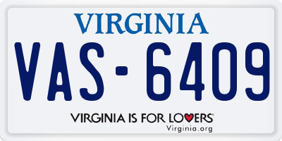 VA license plate VAS6409