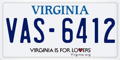 VA license plate VAS6412