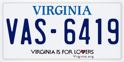 VA license plate VAS6419