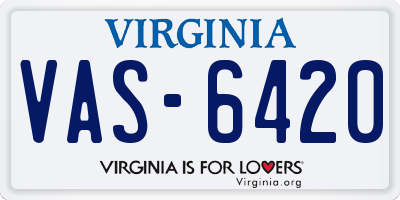 VA license plate VAS6420