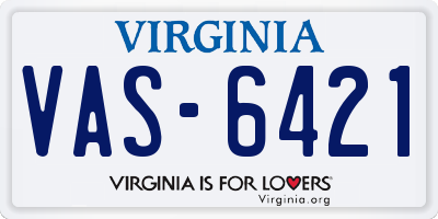 VA license plate VAS6421