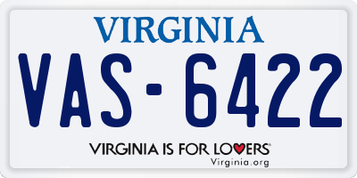 VA license plate VAS6422