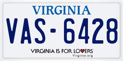 VA license plate VAS6428