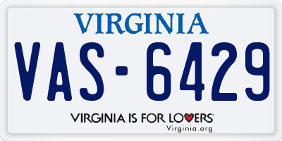 VA license plate VAS6429