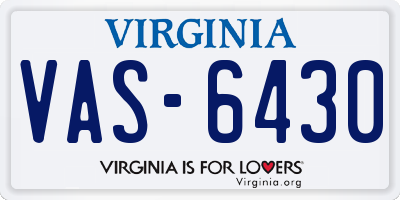 VA license plate VAS6430