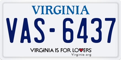 VA license plate VAS6437