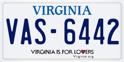 VA license plate VAS6442