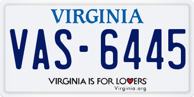 VA license plate VAS6445