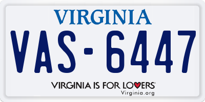 VA license plate VAS6447