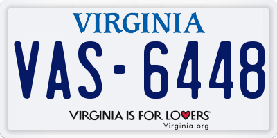 VA license plate VAS6448