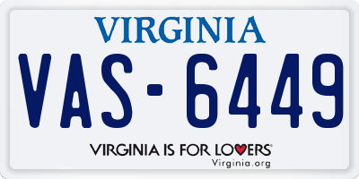 VA license plate VAS6449