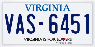 VA license plate VAS6451