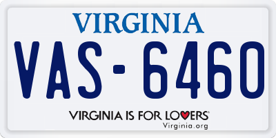 VA license plate VAS6460