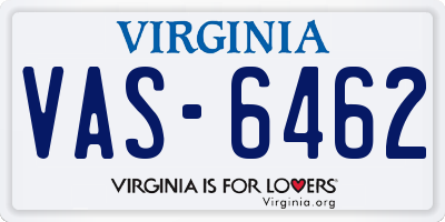 VA license plate VAS6462