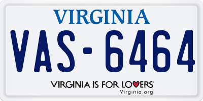 VA license plate VAS6464