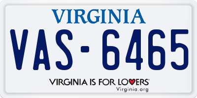 VA license plate VAS6465