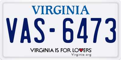 VA license plate VAS6473