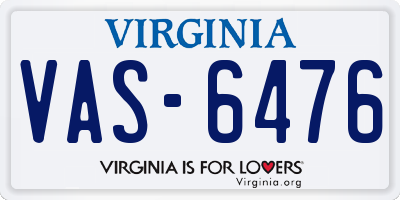 VA license plate VAS6476