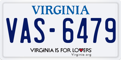 VA license plate VAS6479