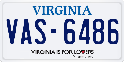 VA license plate VAS6486