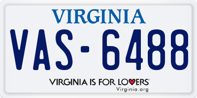 VA license plate VAS6488