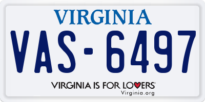 VA license plate VAS6497