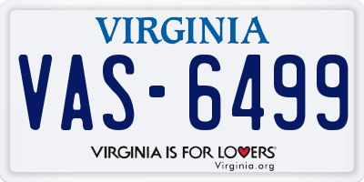 VA license plate VAS6499