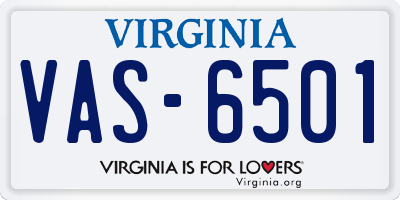 VA license plate VAS6501